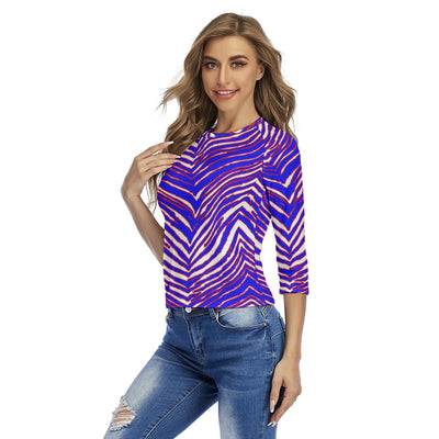 Camisetas de manga raglán para mujer con estampado de cebra de los Buffalo Bills de la NFL