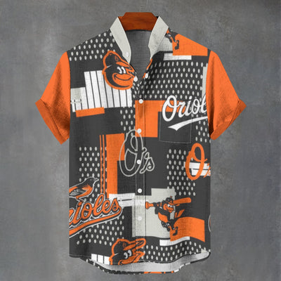 Baltimore Orioles Stand Collar Shirt in Imitation Flax for Ultimate Comfort and Style