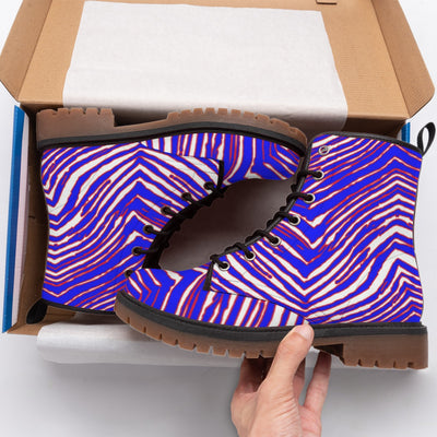 Botas Martin cortas con estampado de cebra de los Buffalo Bills de fútbol americano de la NFL