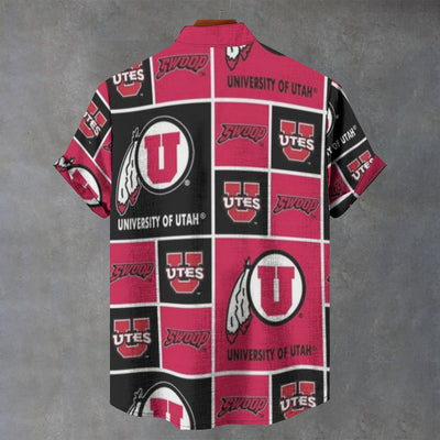 University of Utah - Utes Stand Collar Shirt|110GSM Imitation Flax