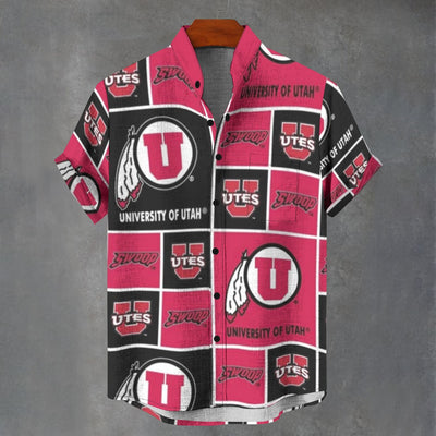 University of Utah - Utes Stand Collar Shirt|110GSM Imitation Flax
