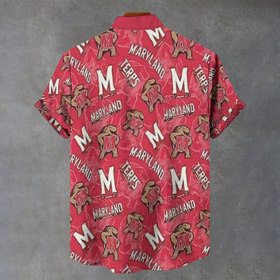 University of Maryland - Terrapins Stand Collar Shirt|110GSM Imitation Flax