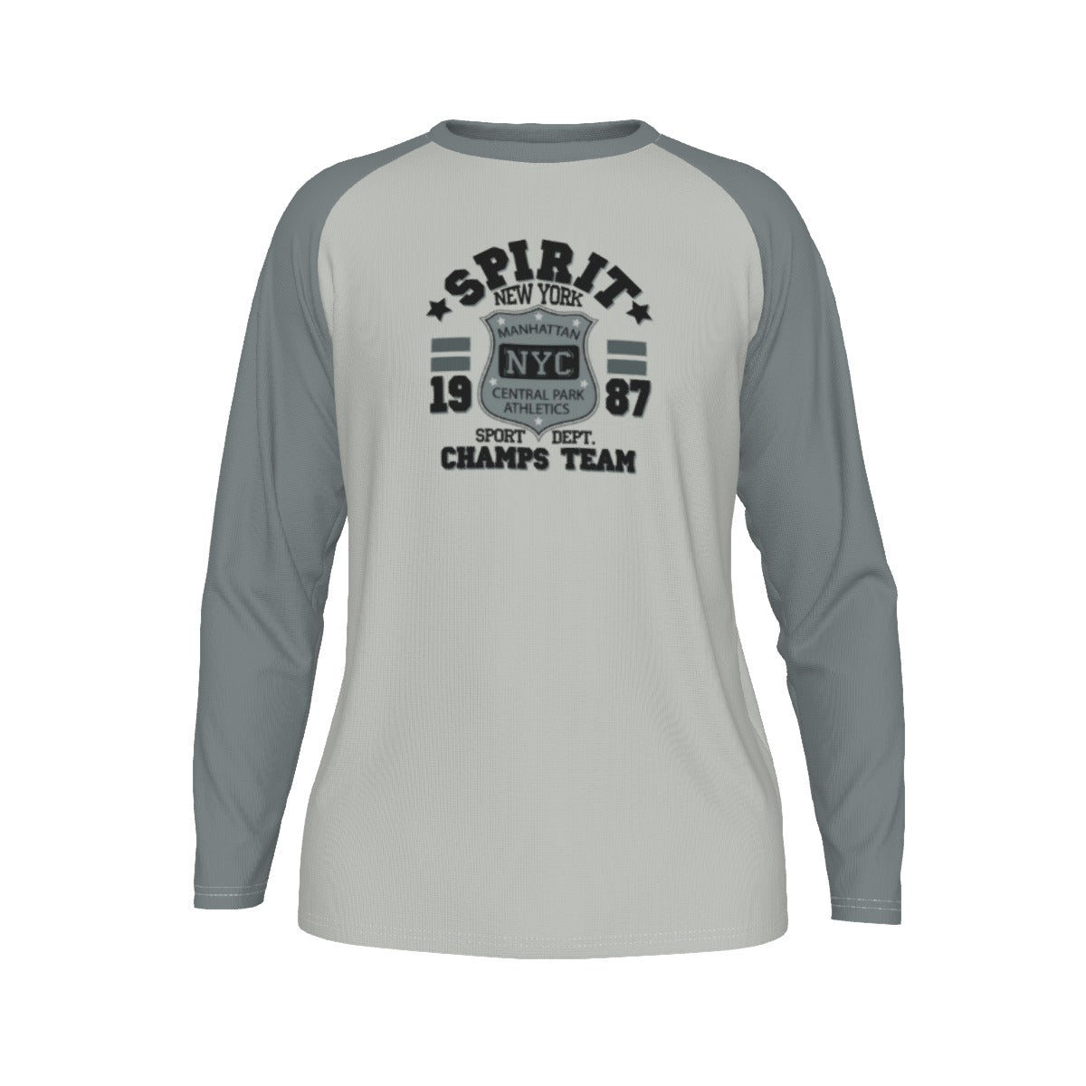 Camiseta deportiva de manga larga con mangas raglán del equipo universitario atlético de Nueva York