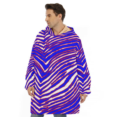 Manta unisex con capucha de forro polar sherpa y estampado de cebra de los Buffalo Bills de la NFL