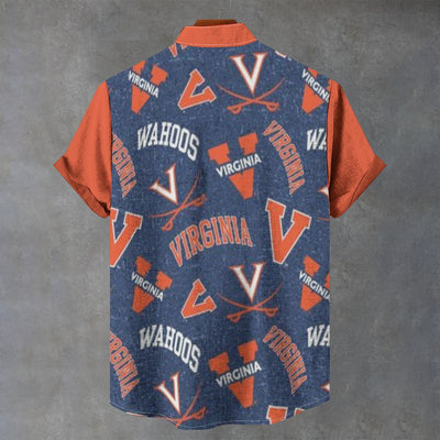University of Virginia Cavaliers Stand Collar Shirt in Imitation Flax for Ultimate Comfort
