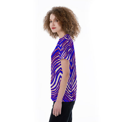 Camiseta de mujer con cuello en V y estampado de cebra de los Buffalo Bills de la NFL