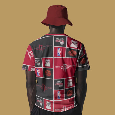 Houston Rockets O Neck T Shirt for Men Classic Round Neck Soft and Breathable Jersey Tee