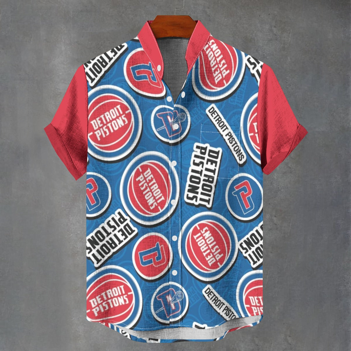 Detroit Pistons Stand Collar Shirt|110GSM Imitation Flax
