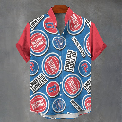 Detroit Pistons Stand Collar Shirt|110GSM Imitation Flax