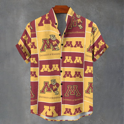 University of Minnesota - Golden Gophers Collar Shirt|110GSM Imitation Flax