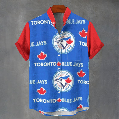 Toronto Blue Jays Stand Collar Shirt in 110GSM Imitation Flax for Ultimate Comfort and Style