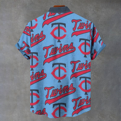 Minnesota Twins Stand Collar Shirt in 110GSM Imitation Flax for Ultimate Comfort and Style