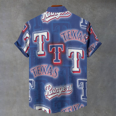 Texas Rangers Stand Collar Shirt for Men 110GSM Imitation Flax Breathable Casual Style