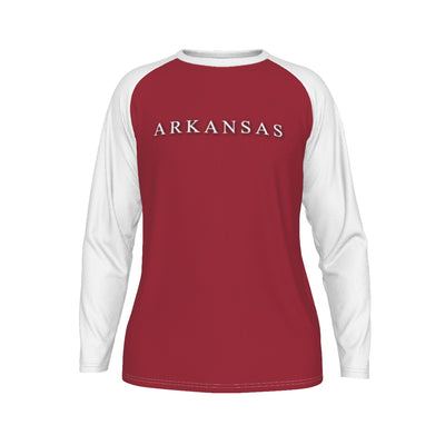 Universidad de Arkansas - Camiseta de manga larga con mangas raglán de los Razorbacks