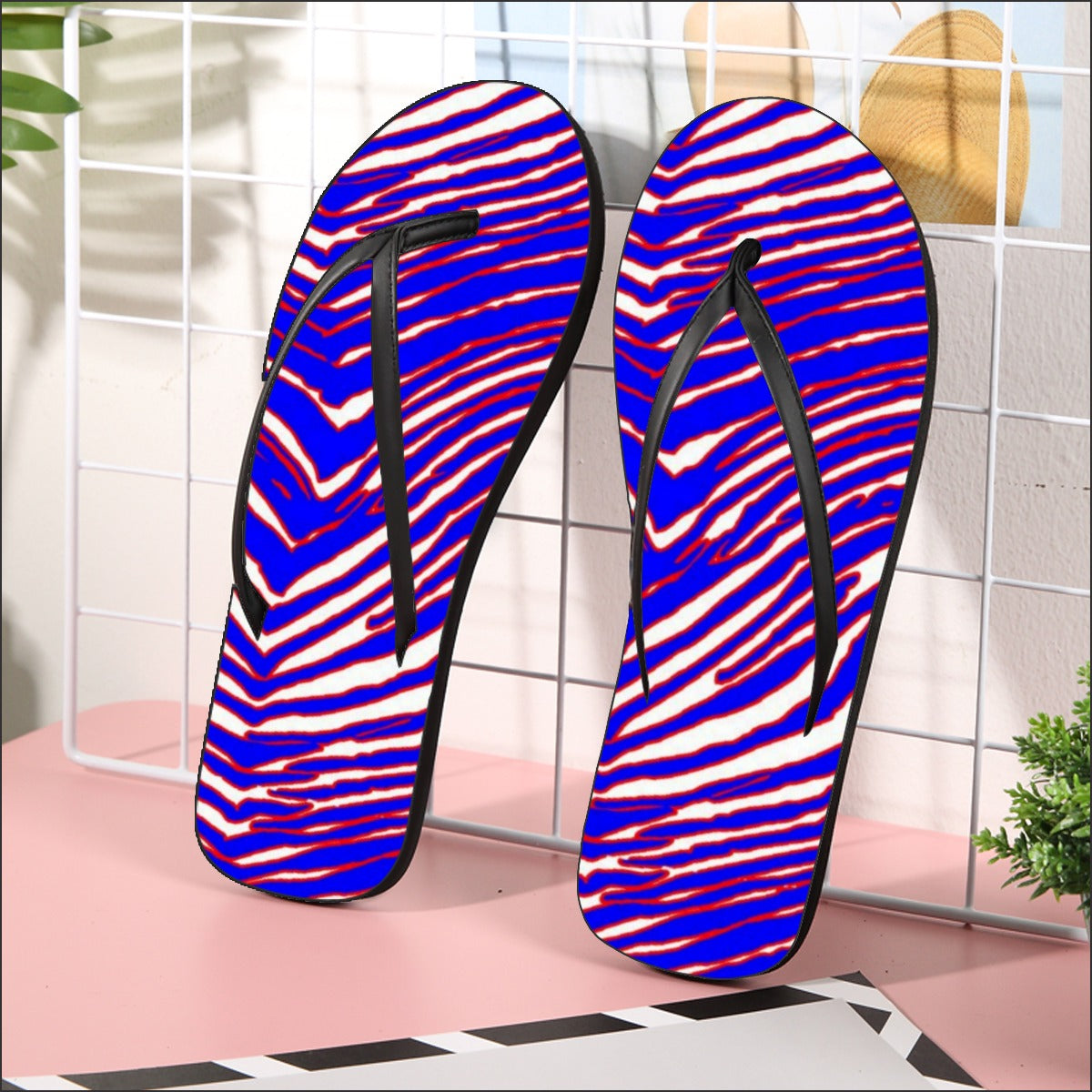 Nfl Football Buffalo Bills zubaz zebra print Flip Flops