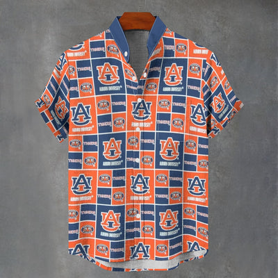 Auburn University - Tigers Stand Collar Shirt|110GSM Imitation Flax