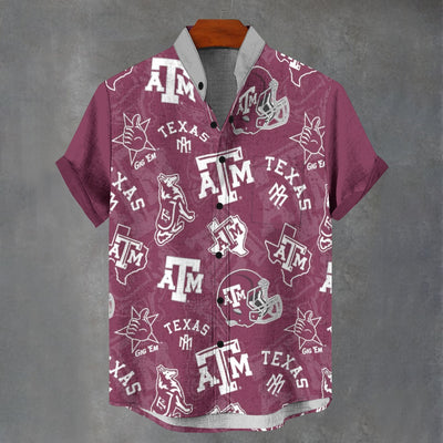 Texas A&M University - Aggies Stand Collar Shirt|110GSM Imitation Flax