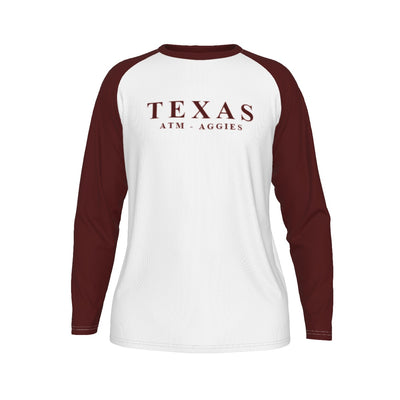 Universidad de Texas A&amp;M - Camiseta de manga larga con mangas raglán de los Aggies