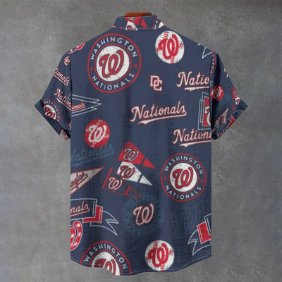 Washington Nationals Stand Collar Shirt in 110GSM Imitation Flax for Ultimate Comfort and Style