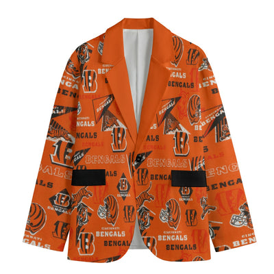 Blazer de cuello de solapa plana de los Cincinnati Bengals