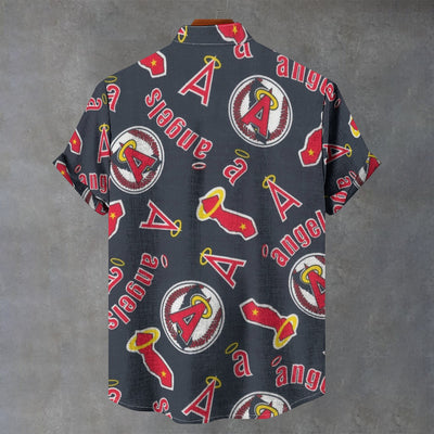Los Angeles Angels Stand Collar Shirt in 110GSM Imitation Flax for Ultimate Comfort and Style