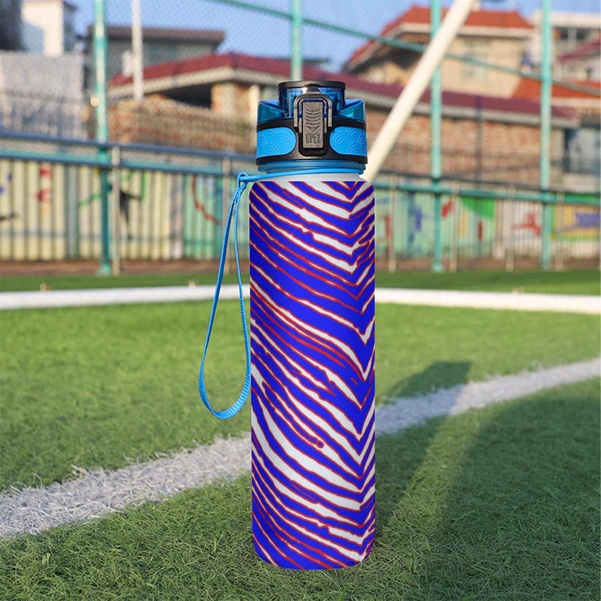 Botella de agua deportiva con estampado de cebra de los Buffalo Bills de la NFL, 32 oz