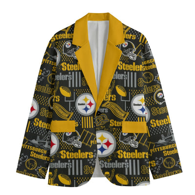 Blazer de cuello de solapa plana de los Pittsburgh Steelers