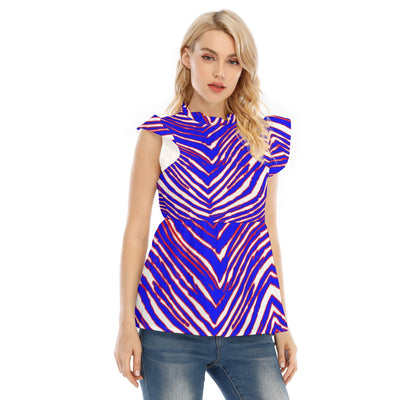 Blusa para mujer con estampado de rayas de cebra y encaje de hoja de loto de los Buffalo Bills de la NFL