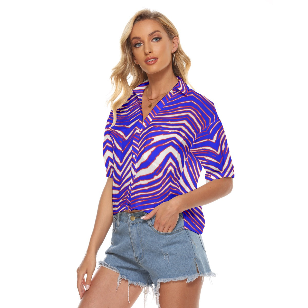 Camisetas de cuello en V para mujer con estampado de cebra de los Buffalo Bills de la NFL