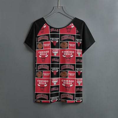 Chicago Bulls Women's Round Neck T-shirt With Raglan Sleeve