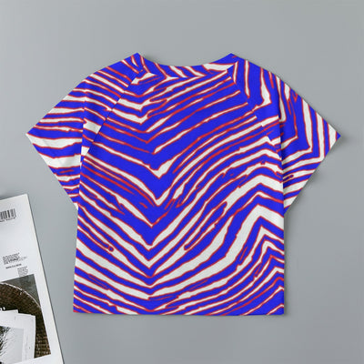 Camiseta corta raglán de manga corta para mujer con estampado de cebra de los Buffalo Bills de la NFL