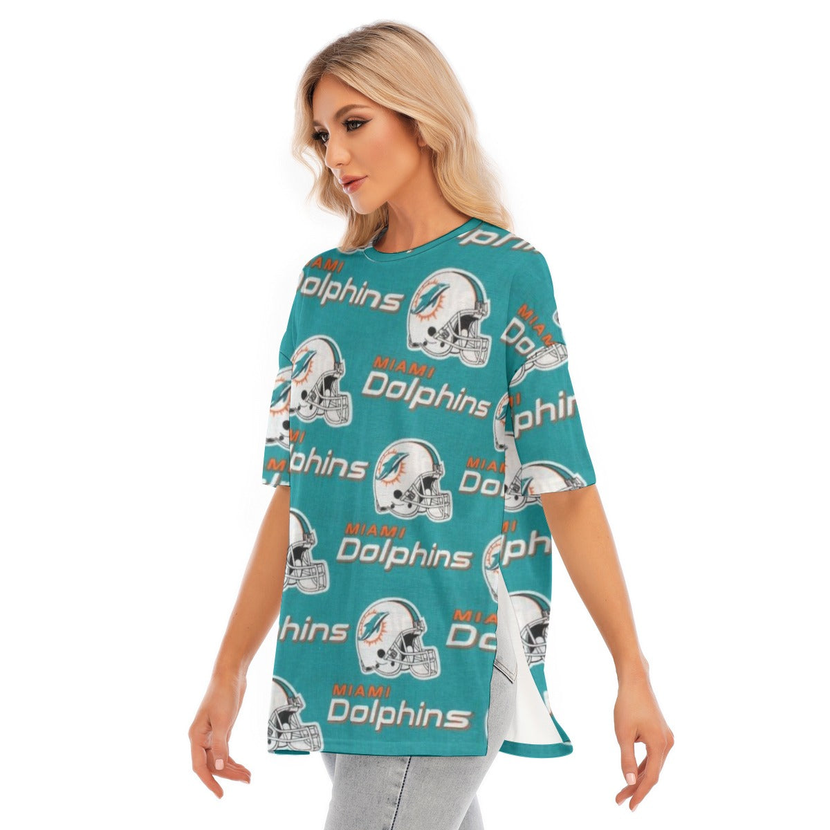 Miami Dolphins Women's Short Sleeve Hem Split T-Shirt