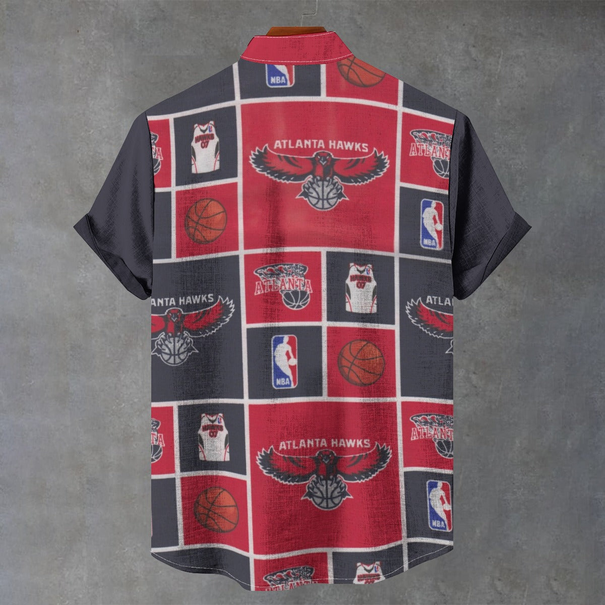 Atlanta Hawks NBA basketball Stand Collar Shirt|110GSM Imitation Flax