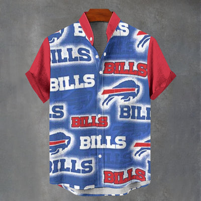 Buffalo Bills Stand Collar Shirt|110GSM Imitation Flax