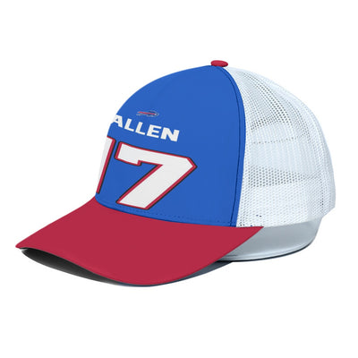 Buffalo bills 17 Josh Allen  Unisex Trucker Hat With White Half-mesh