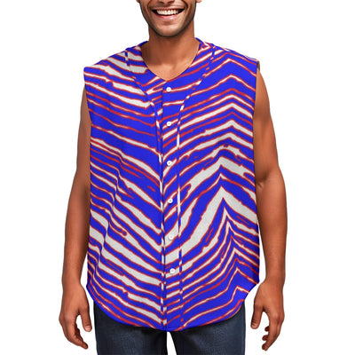 Camiseta de béisbol sin mangas para hombre con estampado de cebra de los Buffalo Bills de la NFL