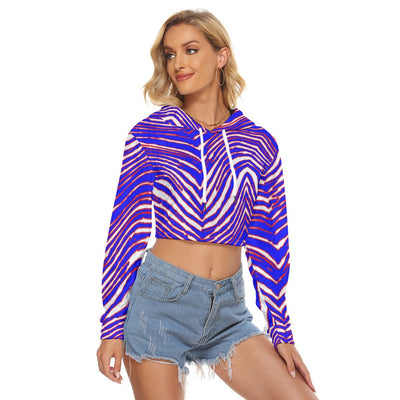 Sudadera corta con capucha y rayas de cebra de los Buffalo Bills de la NFL para mujer | Terciopelo