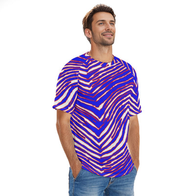 Camiseta de manga corta con cuello redondo y estampado de cebra de los Buffalo Bills de la NFL