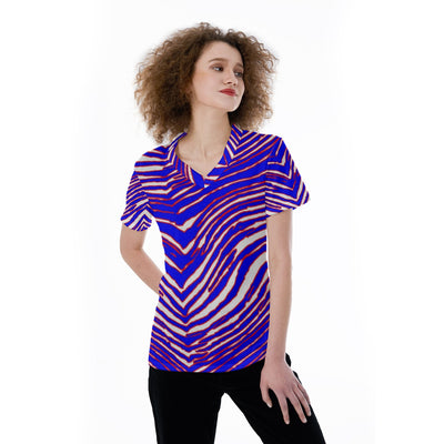 Camiseta de mujer con cuello en V y estampado de cebra de los Buffalo Bills de la NFL