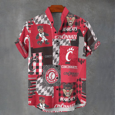 University of Cincinnati - Bearcats Stand Collar Shirt|110GSM Imitation Flax