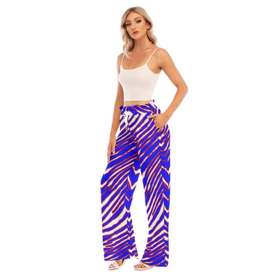 Pantalones anchos con borde de hongo y cintura para mujer con estampado de cebra de los Buffalo Bills de la NFL