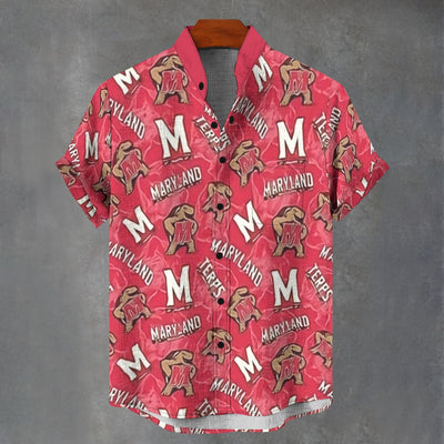 University of Maryland - Terrapins Stand Collar Shirt|110GSM Imitation Flax