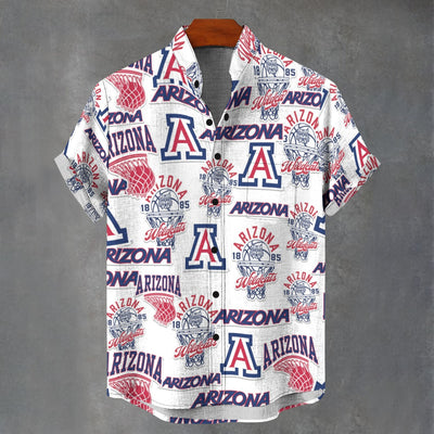 University of Arizona - Wildcats Stand Collar Shirt|110GSM Imitation Flax