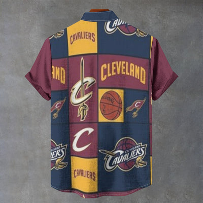 Cleveland Cavaliers Nbs basketball fans Stand Collar Shirt|110GSM Imitation Flax