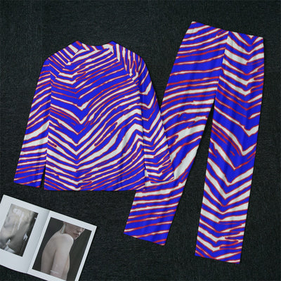 Pijama de mujer con mangas raglán y tobillos anchos de los Buffalo Bills de la NFL con estampado de cebra Zubaz