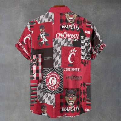 University of Cincinnati - Bearcats Stand Collar Shirt|110GSM Imitation Flax
