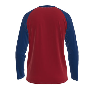 Universidad de Mississippi (Ole Miss) - Camiseta de manga larga con mangas raglán de los Rebels