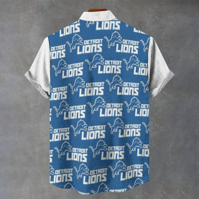 Detroit Lions Stand Collar Shirt|110GSM Imitation Flax