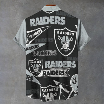 Las Vegas Raiders Stand Collar Shirt|110GSM Imitation Flax