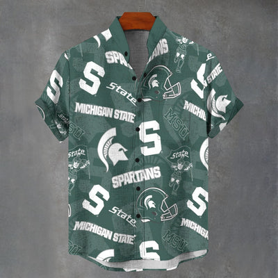 Michigan State University - Spartans Collar Shirt|110GSM Imitation Flax